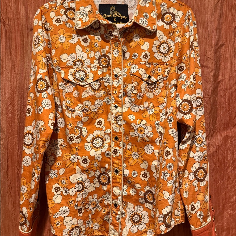Orange Floral Button-Up Shirt